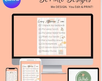 EDITABLE_Kid_Lista de verificación de la tarde para niños_Lista de verificación de rutina después de la escuela