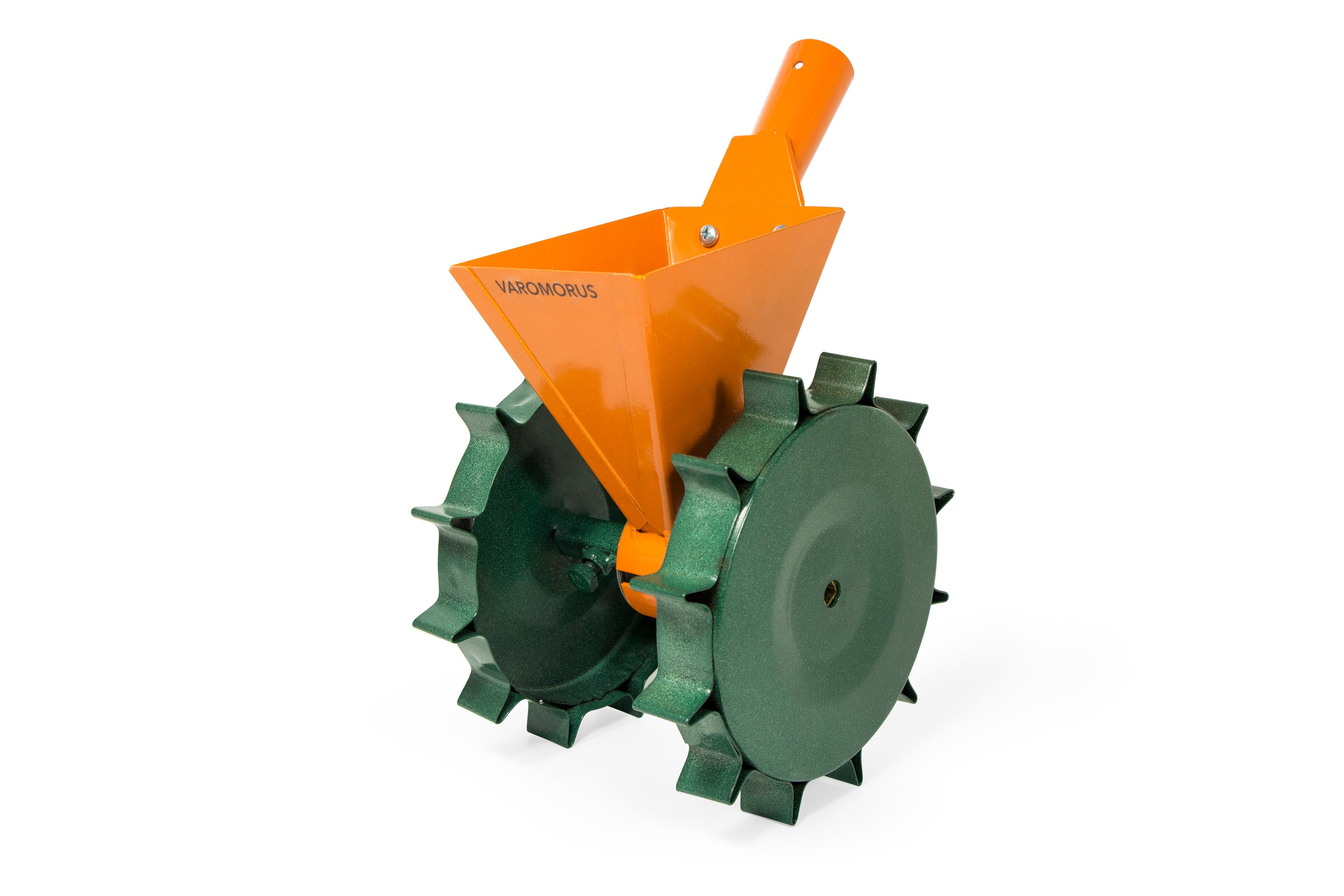 Varomorus 4-Row Manual Garden Seeder – Precision Vegetable Planter, Metal/Cast Iron, Green