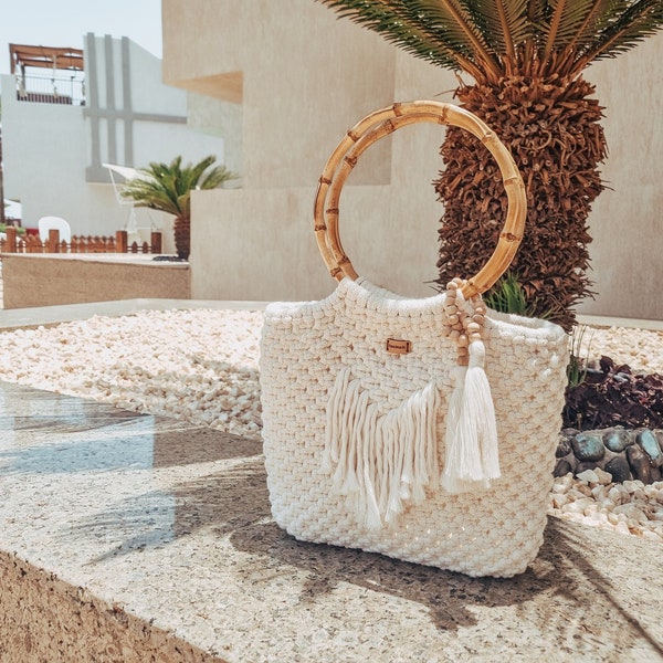 Bamboo Handle Bag Etsy