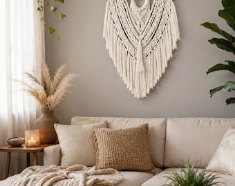 Large Macrame Wall Hanging | Boho Nursery Decor | Handmade Woven Wall Art | Scandinavian Nursery Wall Decor | Neutral Baby Room Decor