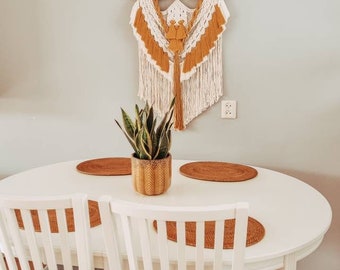 Handmade Macrame Wall Hanging, Boho Textile Tapestry, Natural White Yellow Cotton, macrame mural
