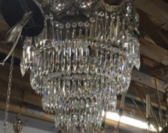 Vintage Chandelier 3 Tier Waterfall Crystal Light Shade Etsy