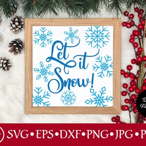 Laissez-le Snow Square Signer SVG | Panneau de porte svg Design | Fichier Svg pour Silhouette, Cricut et Glowforge