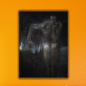 Lucifer poster/impression d'art toile de Franz von Stuck, art mural Lucifer de Franz von Stuck, impression Lucifer de Franz von Stuck, exposition d'art vintage