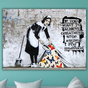Banksy Cytat Płótno Wydruk Sztuka, Banksy Motywacyjny Cytat Ścienny Sztuka, Dziecięcy Pokój Sztuka Ścienna Dekoracja, Street Graffiti Sztuka Ścienna Dekoracja, Banksy Wydruk Sztuka