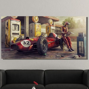 Legende Ferrari Rennauto Leinwand Wand Kunst Druck, Vintage Ferrari Auto Leinwand Druck, Büro Wand Dekoration, Extra Große Leinwand Wand Kunst, Geschenk für Kinder
