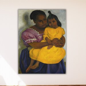 Póster de madre e hijo de Diego Rivera, impresión artística en lienzo, decoración de pared en lienzo del Festival de las flores de Diego Rivera, impresión artística de la Fiesta de Santa Anita
