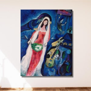 Stampa su tela Sposa e capra, stampa su tela Marc CHAGALL, stampa su tela Chagall la mariee, poster della mostra, stampa su tela Surrealismo