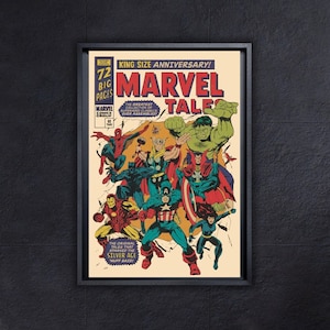 Póster de superhéroes de Los Vengadores, impresión artística, arte de pared de Los Vengadores, póster de Marvel, póster de Spiderman, póster vintage, póster de cómic, póster vintage