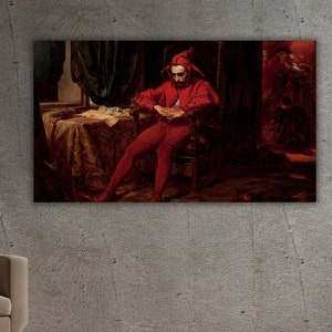 Stampa di paesaggio di pagliaccio triste, The Sad Jester di Jan Matejko - Poster o tela artistica da parete, belle arti accademiche, riproduzione di Jan Matejko