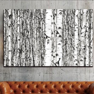 Weiße Birken Baum Kunst, Birken Bäume Druck Kunst, Natur Wald Poster, Wald Malerei, Botanische Leinwand Wandkunst, Geschenk für Haus, Wohnzimmer Dekor