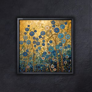 Blumen im Garten von Gustav Klimt Poster / Canvas Print Art, berühmte Gemälde, Ausstellungsplakatkunst, Gustav Klimt Blumendruck, berühmte Wandkunst