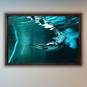 Swimmer Underwater Canvas Art Print,Professional Swimmer Wall Art Decor,Jump in Water Wall Art,Diving Wall Art, Swimming Art,Oceon Wall Art