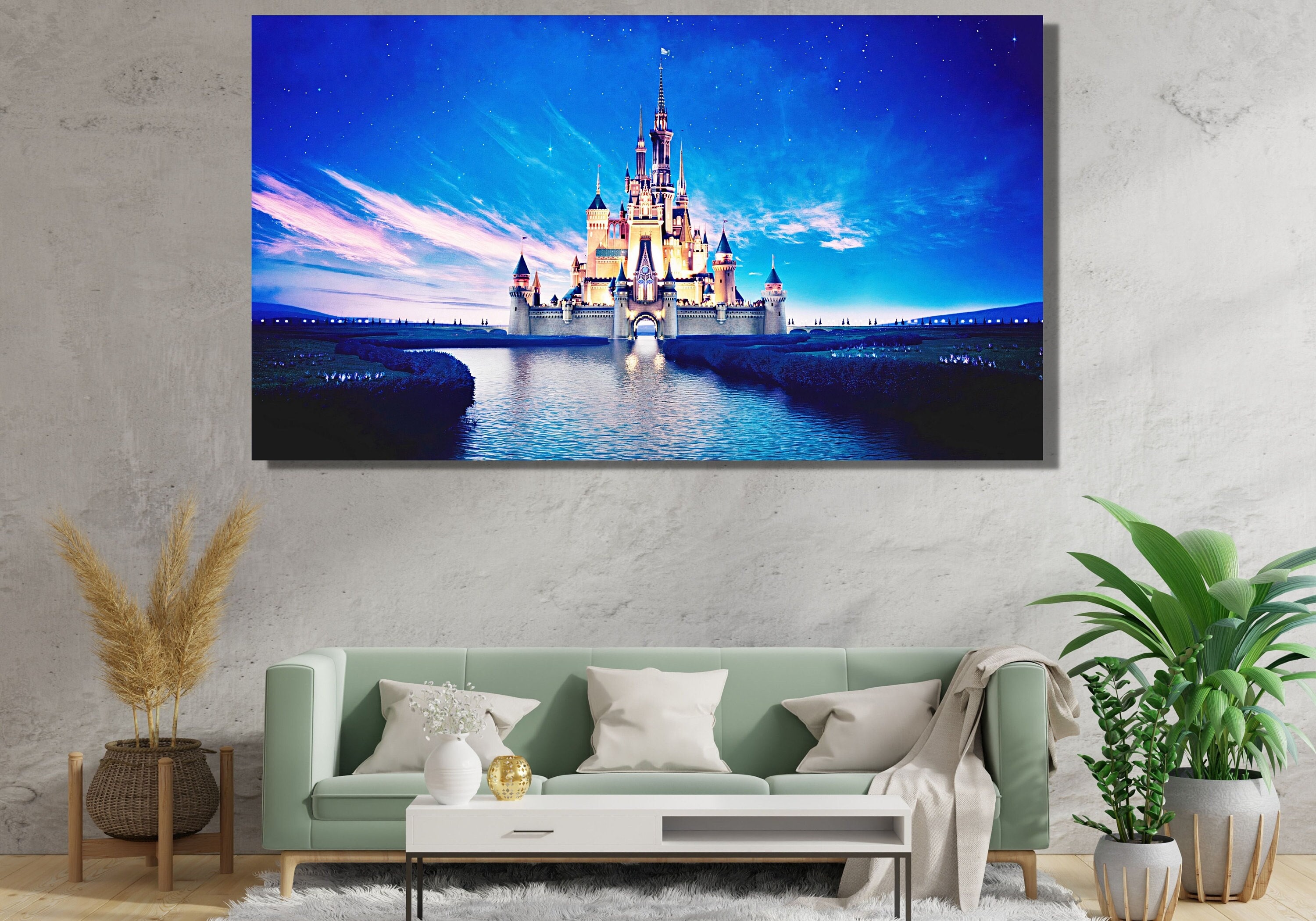 Cinderella Castle Canvas Wall Art Print,Disney Poster Wall Art,Disney Home Decor,Disneyland Kids Room Wall Art Decor,Gift for Girl Room Art