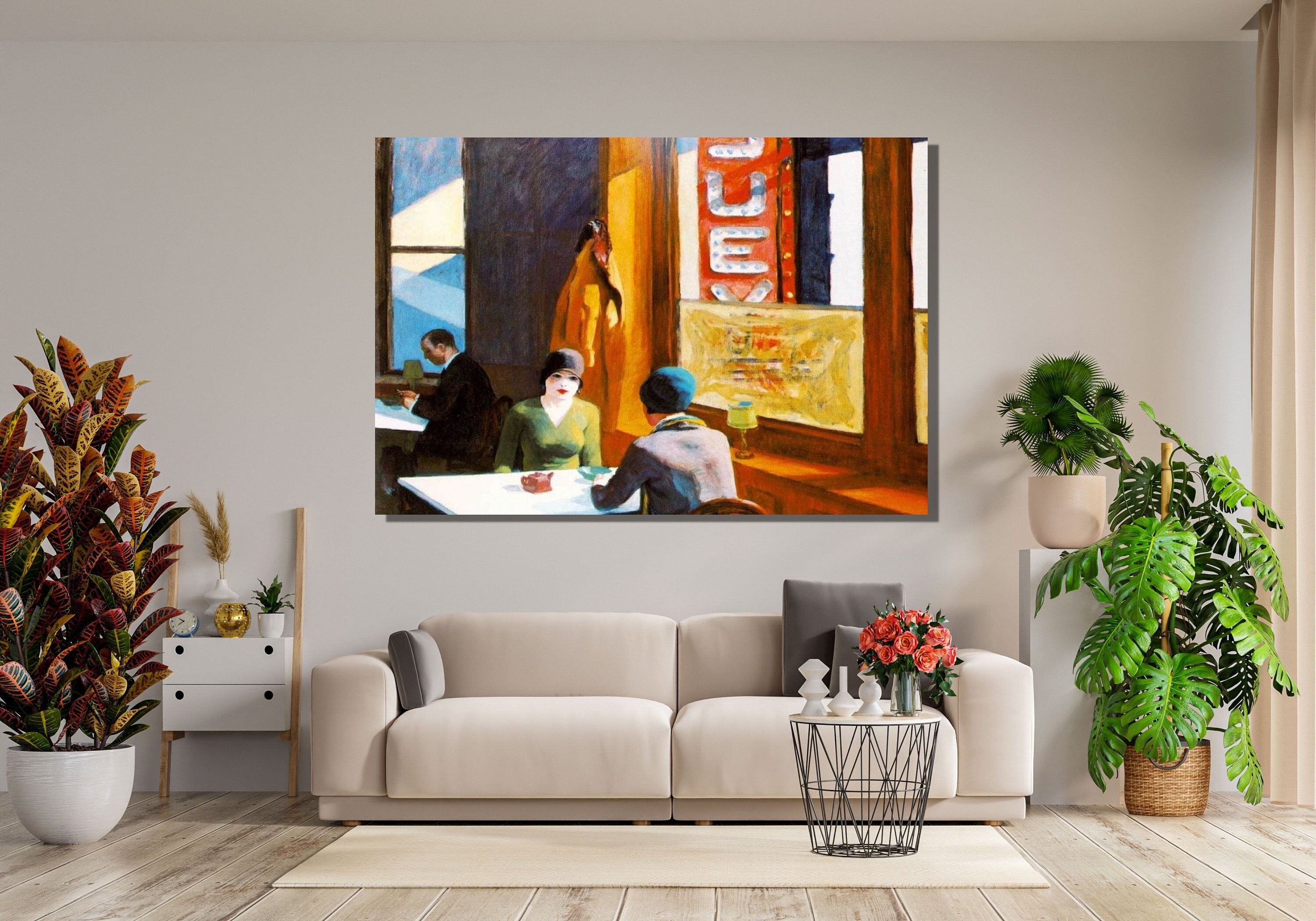 Chop Suey Artwork Canvas Wall Art Print,Edward Hopper Artworks,Chop Suey Canvas Wall Art Decors,Famous Painting,Hopper Fine Art Canvas Print