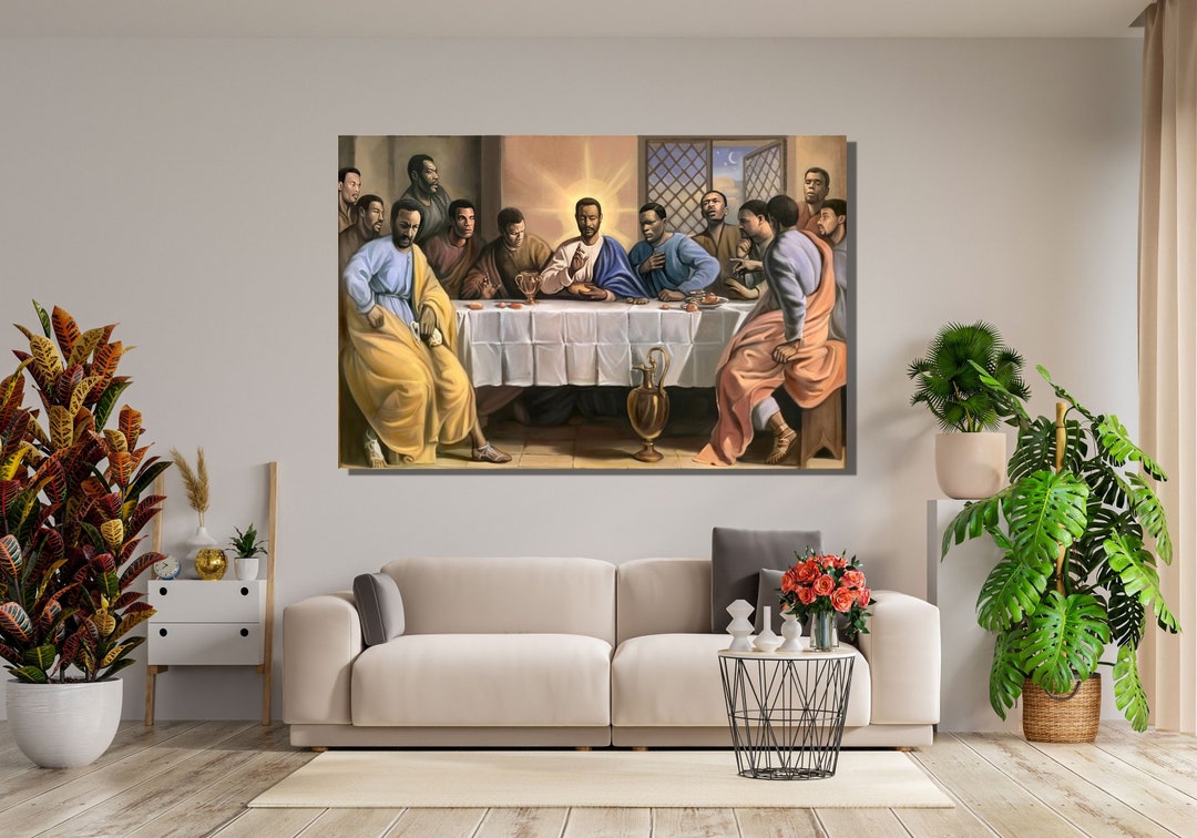 Black Last Supper Wall Art,black Jesus and Disciples Canvas Wall Art