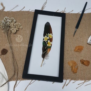 Frangipani - Hand Painted Feather | Special Gift | Mini Painting | Unique Painting | Botanical