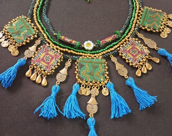 Bronze Boho Necklace with Traditional Patterns - Unique Handcrafted Design