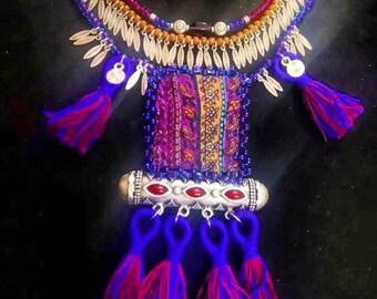 Bohemian Purple Necklace: Handmade Silk & Glass Beaded Jewelry