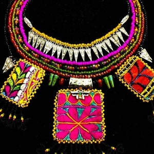 Unique Beaded Necklace with Traditional Fabric Accents | Handcrafted and Shipped Worldwide for Free, Hippie Jewelry, Bohemian Jewelry