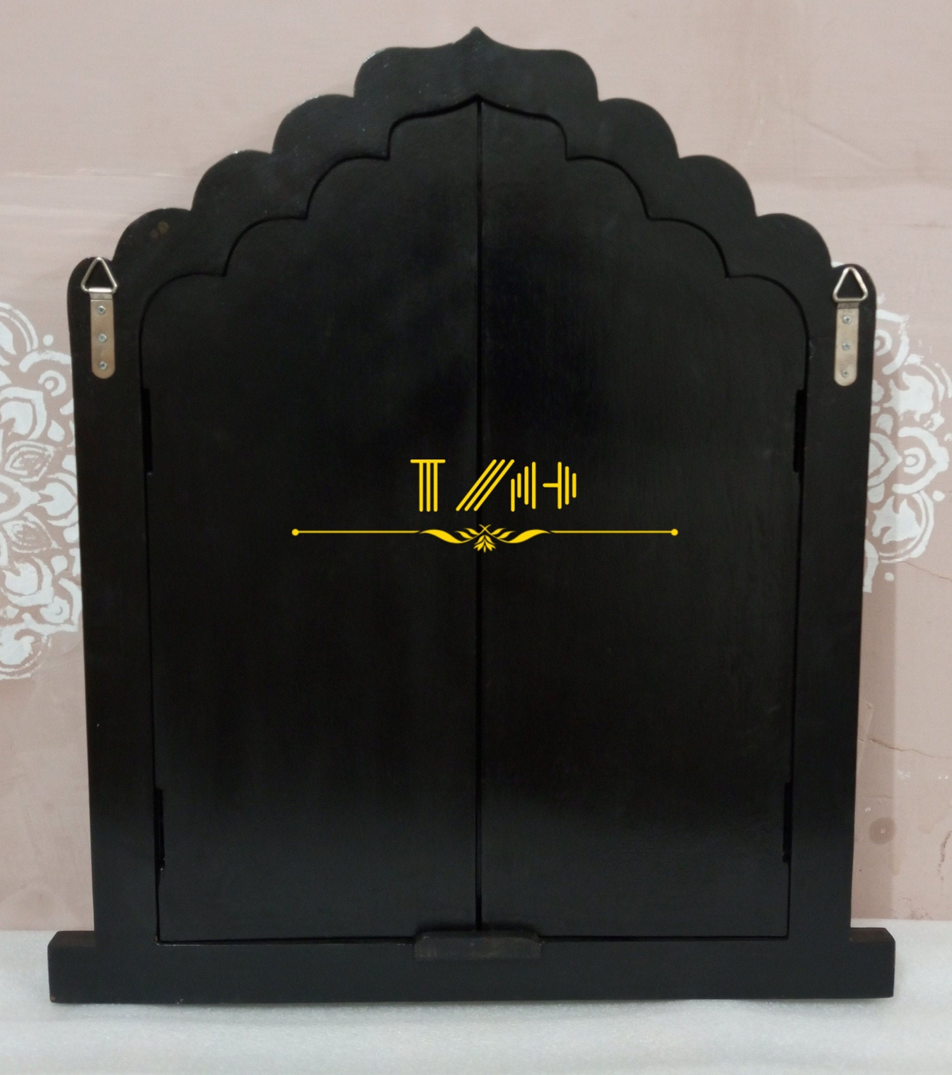 Wooden Window Vintage, Handpainted Cow Design Window Wall Panel, Indian