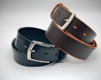 Ceinture en cuir premium unisexe largeur 40 cm ! Fabriqué avec du cuir 100 % pleine fleur au tannage végétal. Construit pour durer éternellement. Groomsman, cadeau d'anniversaire !