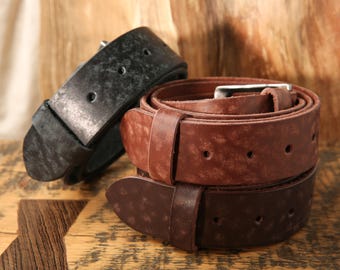 Personalized Full Grain Leather Belt: 40mm Wide Vegetable Tanned