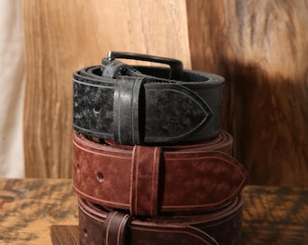 Personalized Full Grain Leather Belt: 40mm Wide Vegetable Tanned