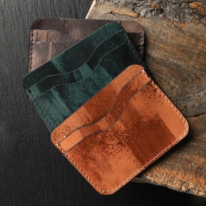 Tarjetero de cuero / Billetera fina y elegante para hombres y mujeres / Regalo personalizado / Diseño minimalista /