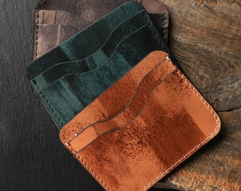 Aeterna – Handmade Leather Card Holder | Slim Minimalist Wallet for Men & Women | Full-Grain Veg-Tan Leather | Gift for Him , Her