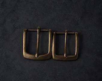 Antique Brass Belt Buckle, 35mm 40mm Single Prong Replacement Buckle, Leather Belt Hardware, Vintage Style