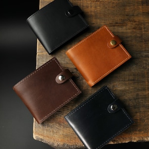 Cartera de cuero curtido vegetal, hecha a mano, plegable, duradera, ideal para hombres y mujeres.