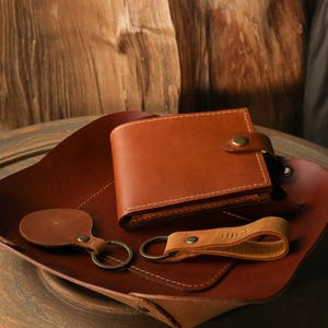 Leather Tray Organizer for Desk & Home, Handmade Rustic Catchall, Jewelry Holder, Valet Tray Gift for Men and Women, Minimalist Decor