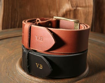 Personalized Vegetable Tanned Leather Belt – Handmade Unisex Full Grain 35mm or 40mm