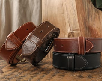 Full Grain Leather Belt 35mm Wide Unisex Vegetable Tanned, Durable Gift for Groomsmen & Birthdays