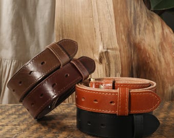 Full Grain Leather Belt 35mm Wide Unisex Vegetable Tanned, Durable Gift for Groomsmen & Birthdays