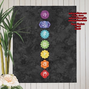 Chic Black Chakras Energy Healing Throw Blanket