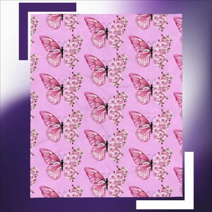 Pink Floral Butterfly Throw Blanket