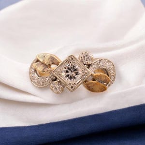 Vintage Two-Tone Gold Diamond Ring: 0.57 Carat, Size 5 3/4, 1960s