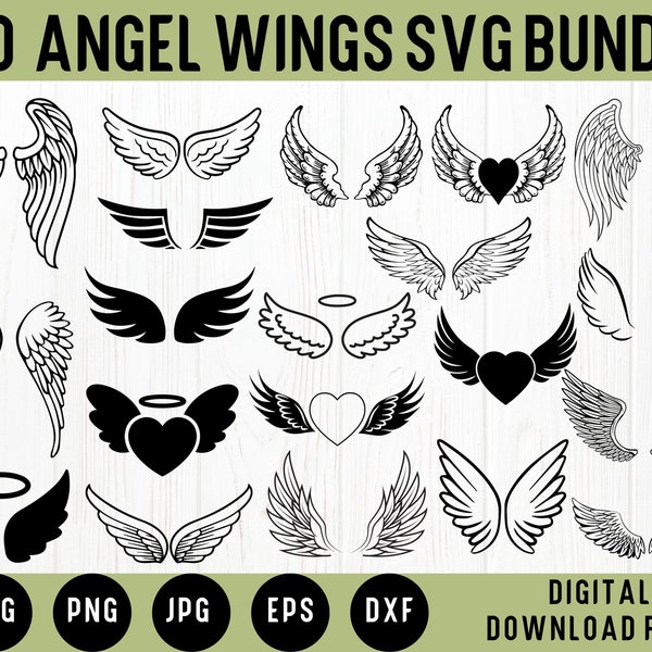 Angel Wings Svg Bundle | 20 Design | Angel Wings | Angel Wings Clipart | Memory Angel Wings Svg | Wings Clipart | Svg Files for Cricut