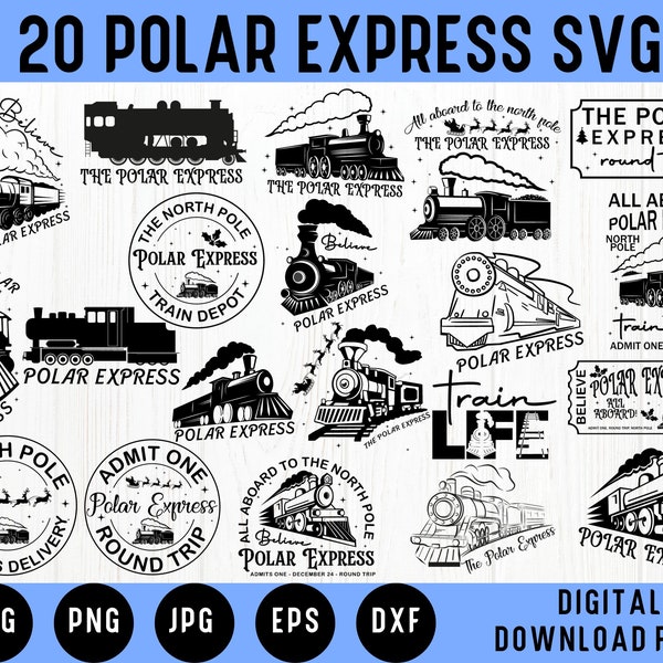 Polar Express Svg Bundle | 20 Design | Round Trip | North Pole Svg | Polar Express Vector Files | Polar Express Png | Cricut for Svg