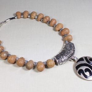 REDUCED PRICE Pendant with Honduran handmade clay beads