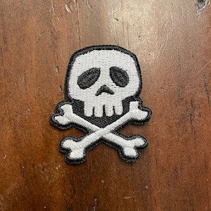 Embroidered Skull and Crossbones Patch With Hook Type