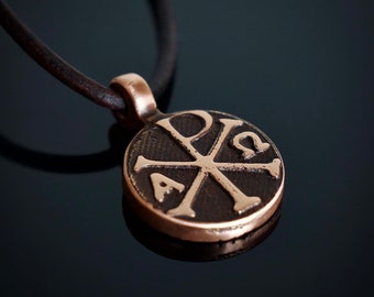 Copper Chi Rho Pendant. Hand made in Montana. Casting. Christian. Jesus. Alpha Omega. Necklace. Rugged. Unique. Jewelry. Best seller