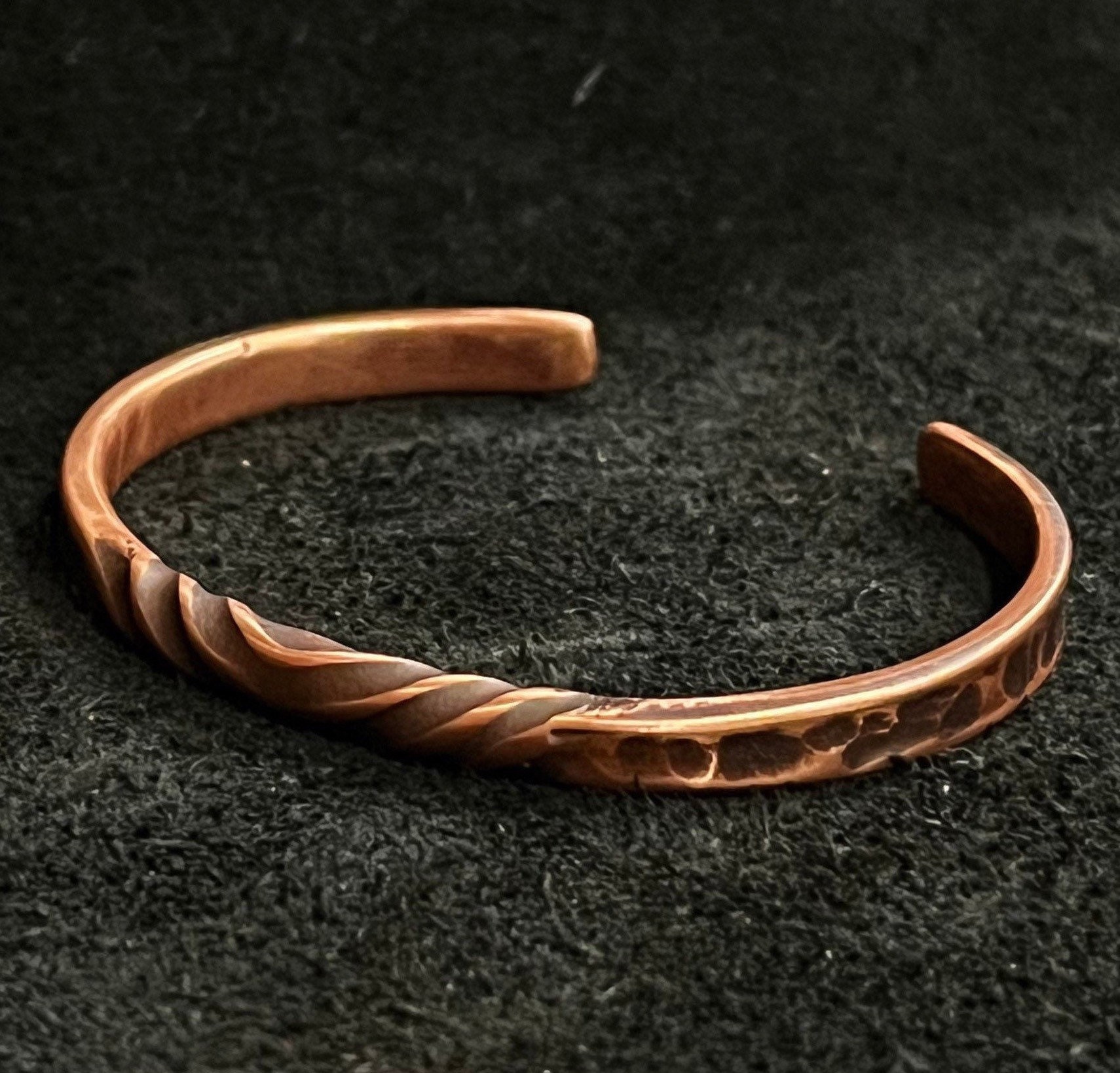 Thin Gauge. Twisted Copper Bracelet. Forged in Montana. Made in