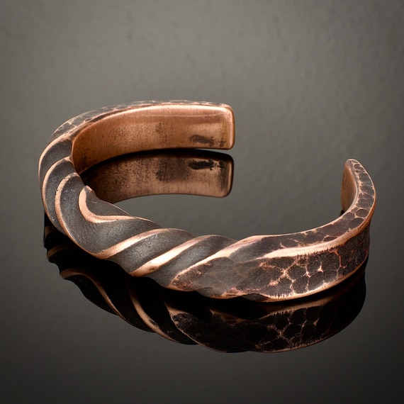 Heavy Gauge. Twisted Copper Bracelet. Forged in Montana. Made in America.  Rugged. Biker Jewelry. Cuff. Health. Unisex. Viking. Blacksmith. -   Canada