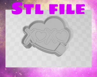 XOXO Heart Freshie, Silicone Mold Box STL File for 3D Printing, Mold Housing for DIY Silicone Molds, Digital Download 3D Print File