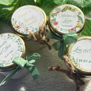 Personalized mini candle, Wedding, baptism, birthday guest gift, Handmade scented candle, Personalized label - 50 ml
