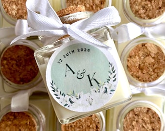 Mini personalized candle, chic and refined wedding favors, christening favors, birthday favors - cork design, 50 ml