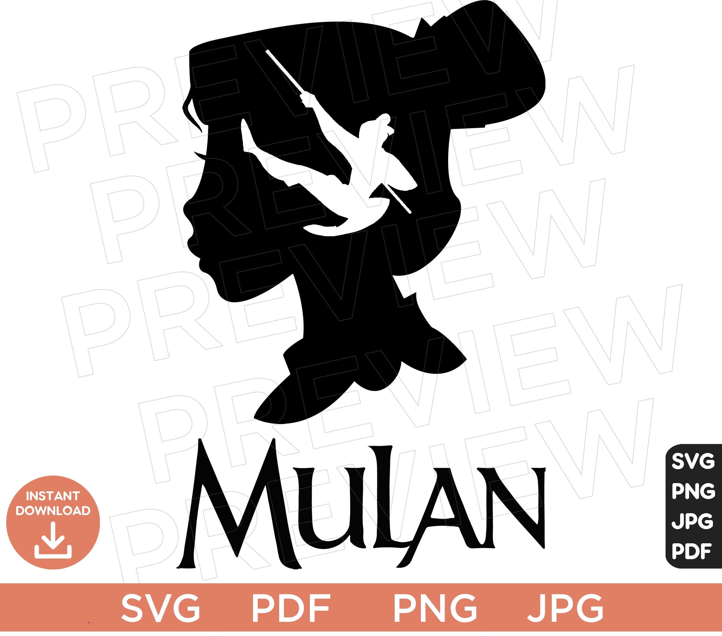 Mulan SVG Princess Disneyland Ears Clipart Vector File Ouline - Etsy